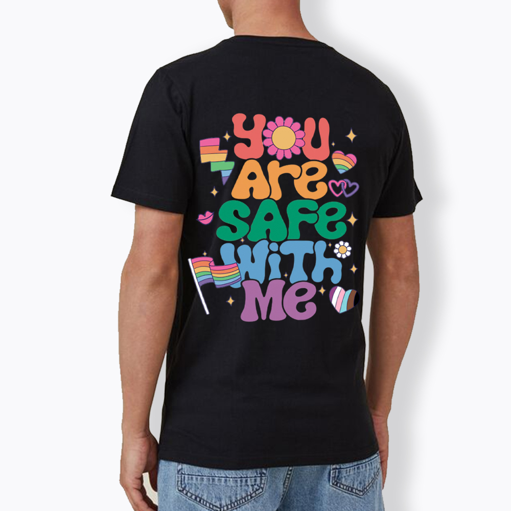 You Are Safe With Me Pride Ally V-Neck Classic T-Shirt