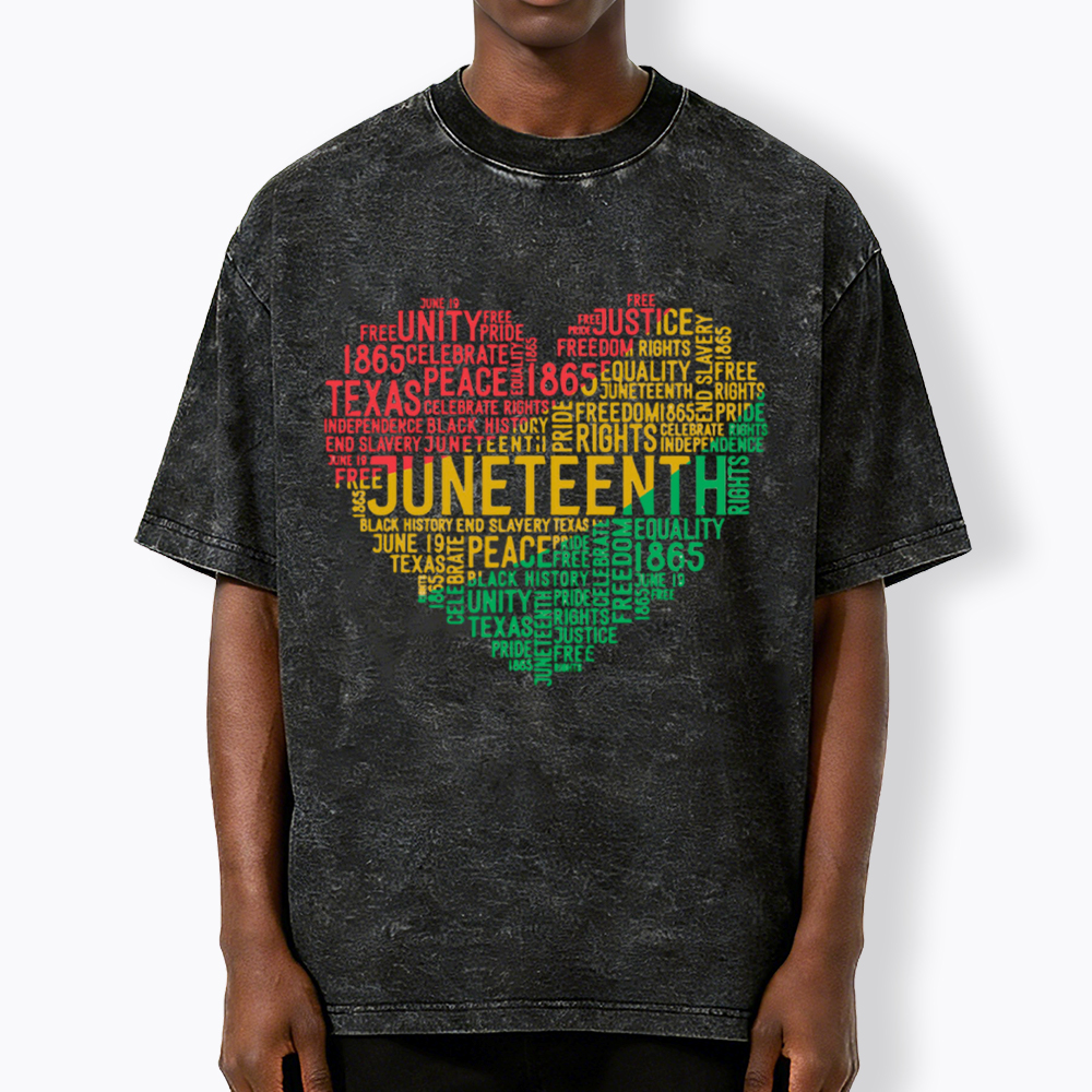 Juneteenth Heart Black History Washed T-Shirt
