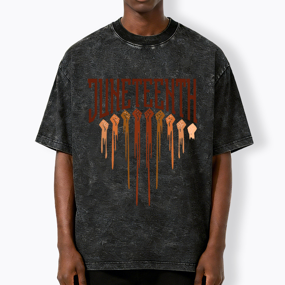 Different Races Skin Juneteenth Washed T-Shirt
