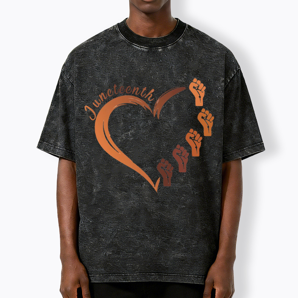 Juneteenth Heart Black Pride Washed T-Shirt