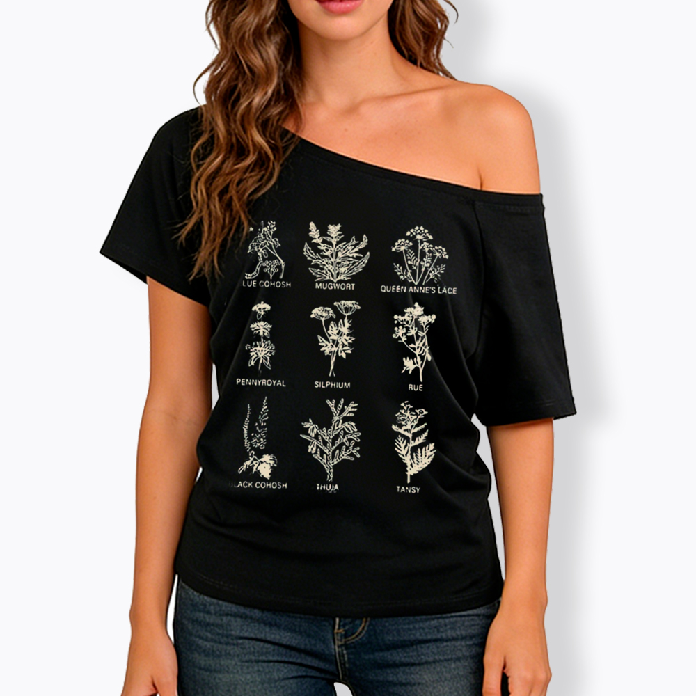 My Body My Choice Abortion Plant Herbs Off Shoulder T-shirt