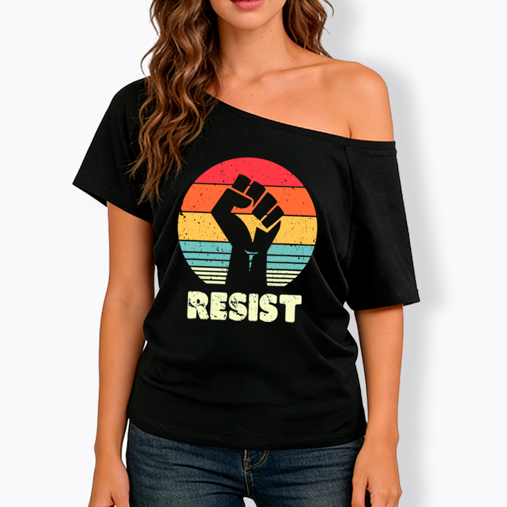 Resist Fist Off Shoulder T-shirt