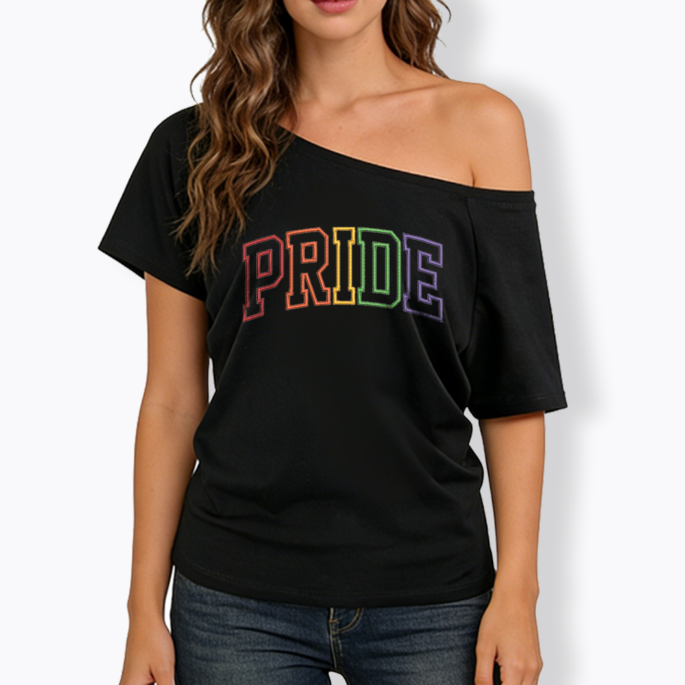 Embroidered Pride Off Shoulder T-shirt