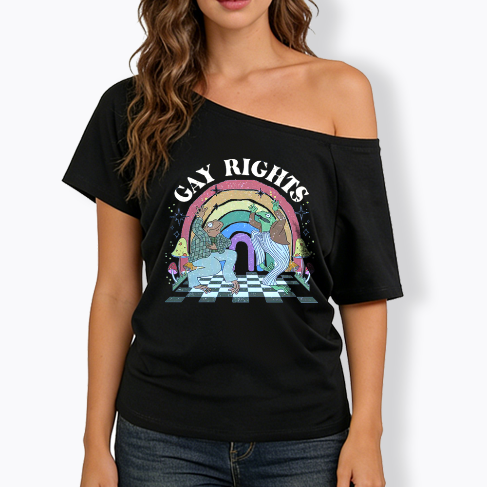 Pride Flag Off Shoulder T-shirt