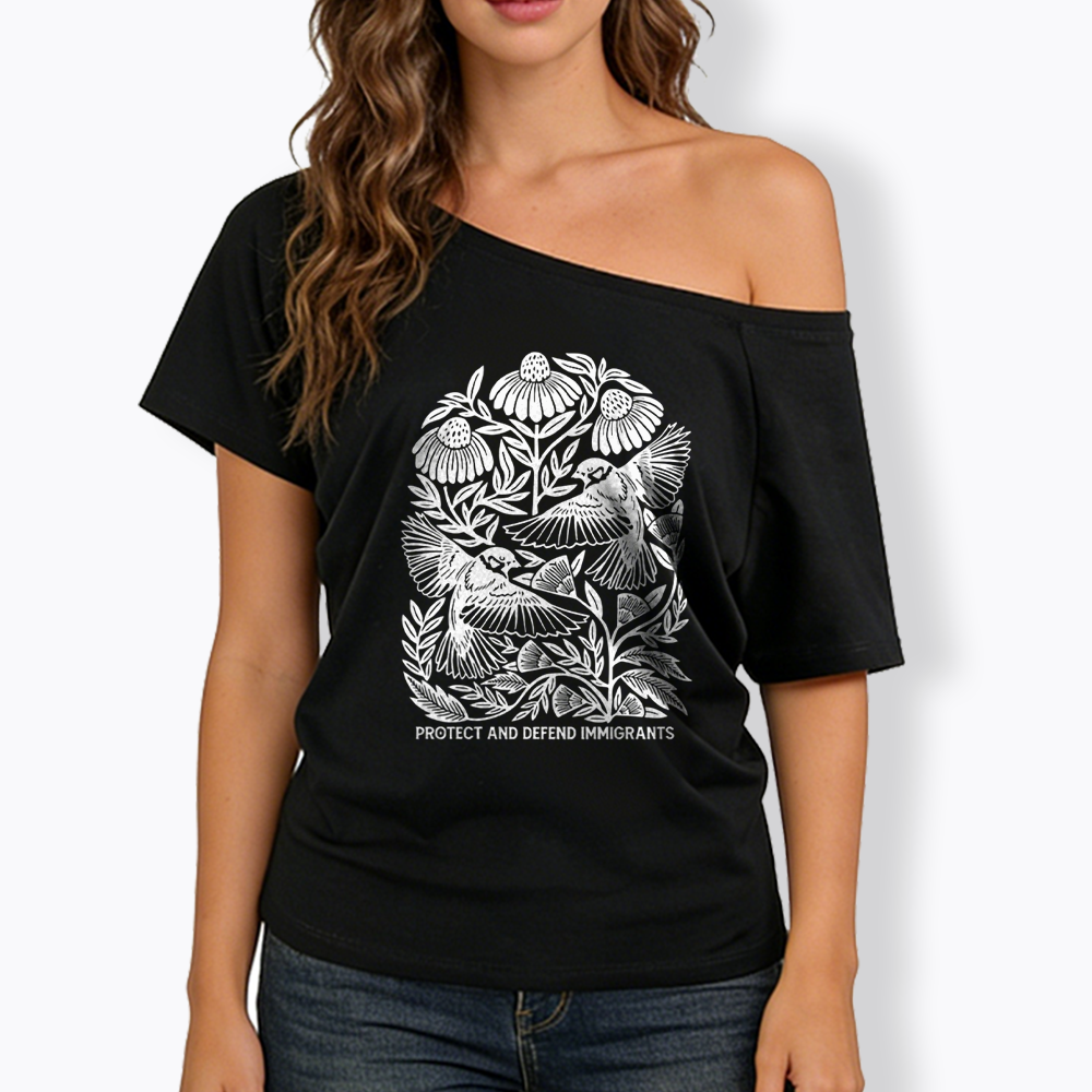 Protect and Defend Immigrants Off Shoulder T-shirts