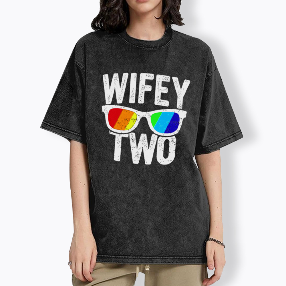 Lesbian Wife Two Wives Washed T-Shirt