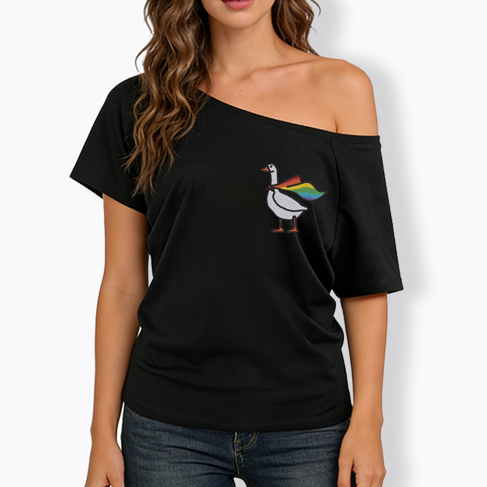 Rainbow Goose LGBTQ Off Shoulder T-shirt
