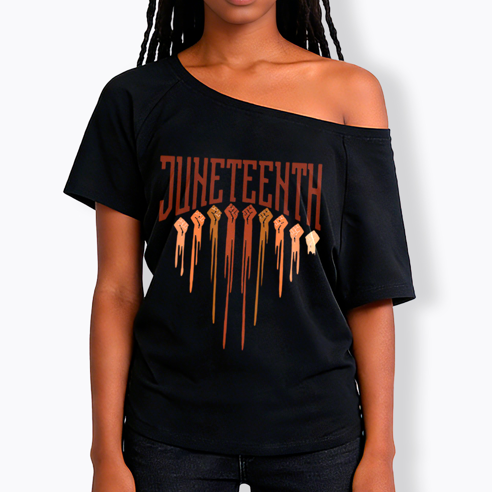Different Races Skin Juneteenth Off Shoulder T-shirt