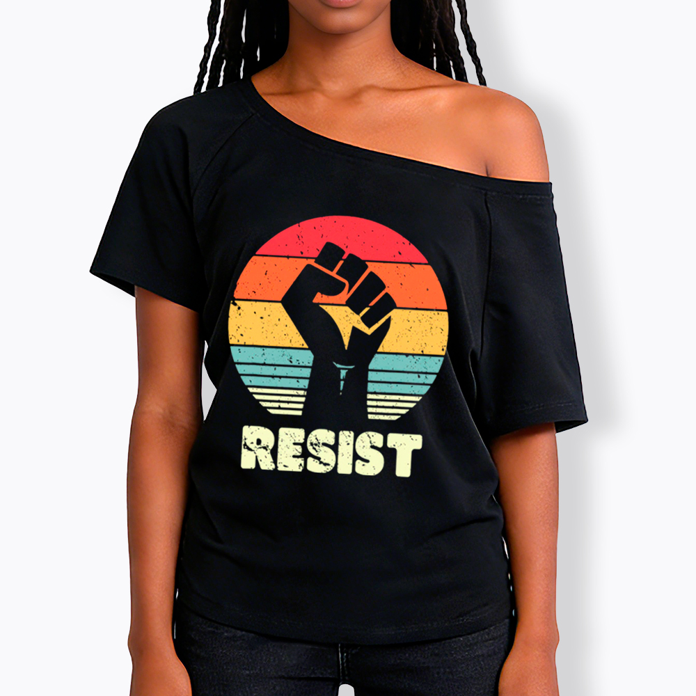 Resist Fist Off Shoulder T-shirt