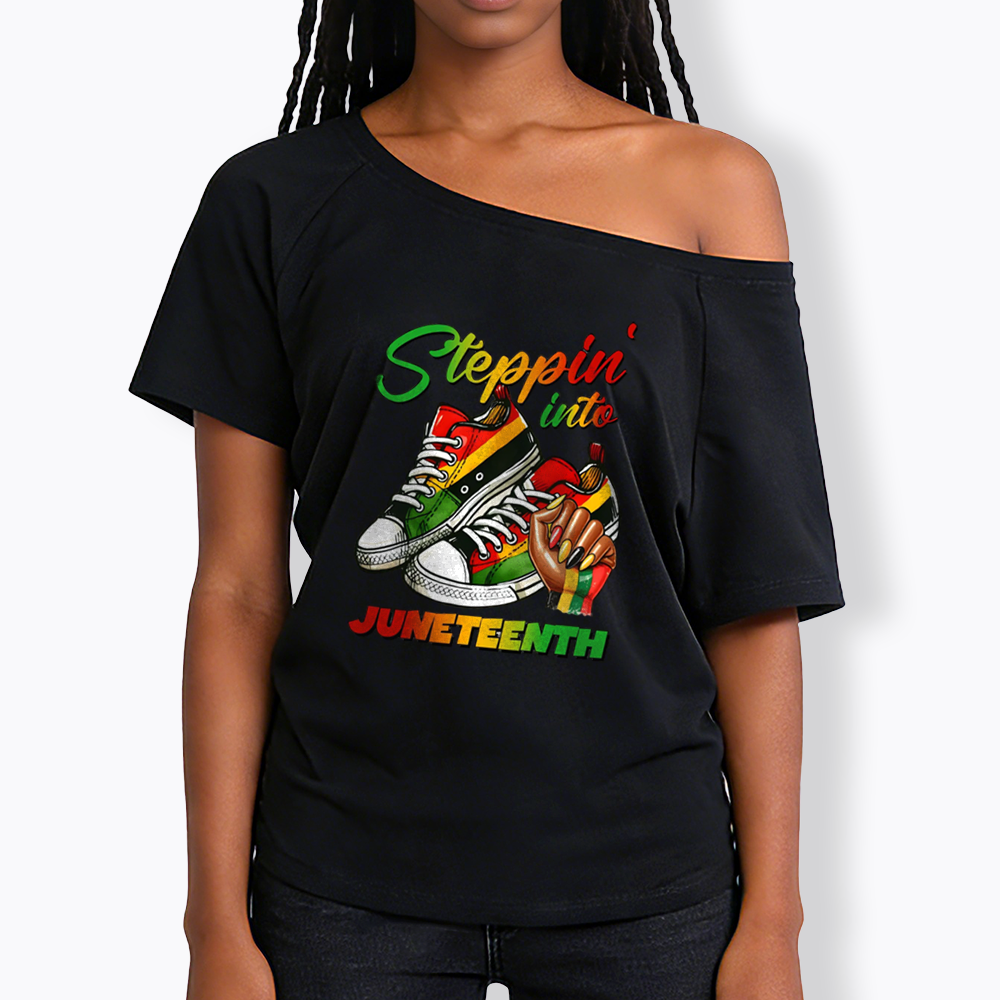 Stepping Into Juneteenth Off Shoulder T-shirt