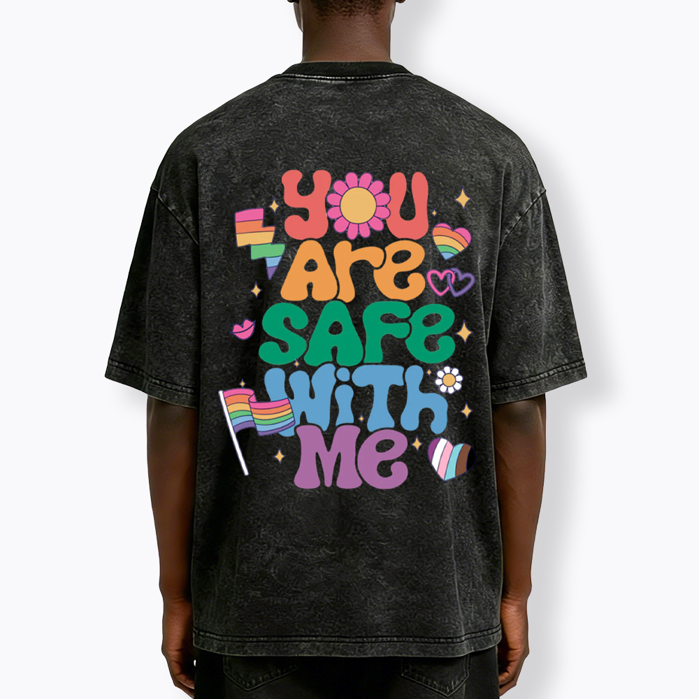 You Are Safe With Me Pride Ally Washed T-Shirt
