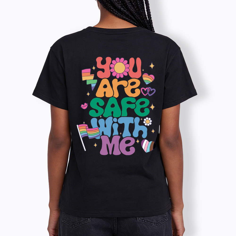 You Are Safe With Me Pride Ally V-Neck Classic T-Shirt