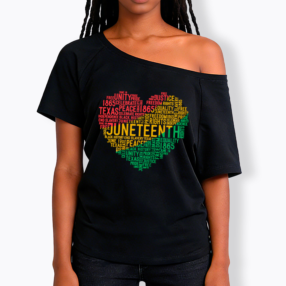 Juneteenth Heart Black History Off Shoulder T-shirt