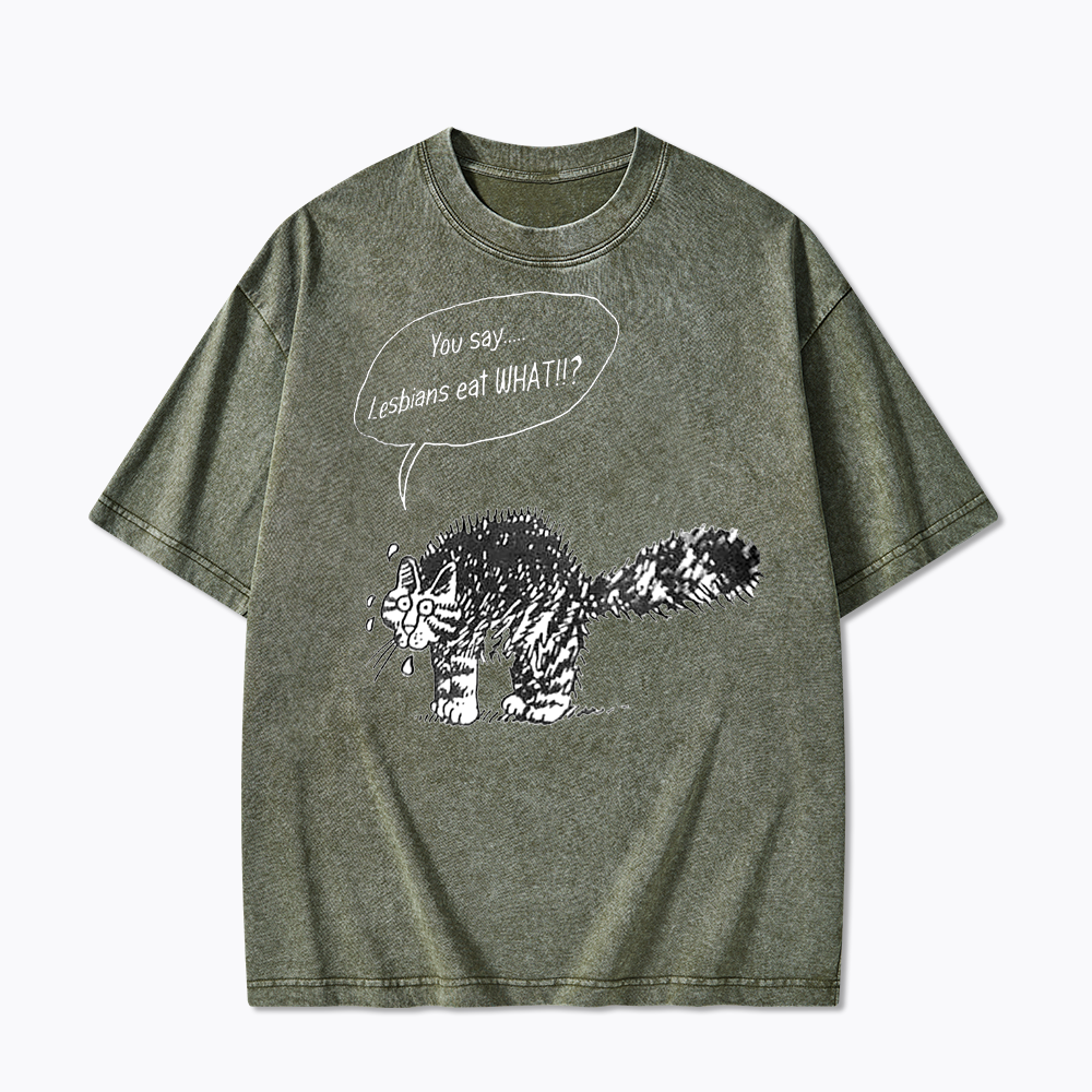 Cartoon Cat Washed T-Shirt