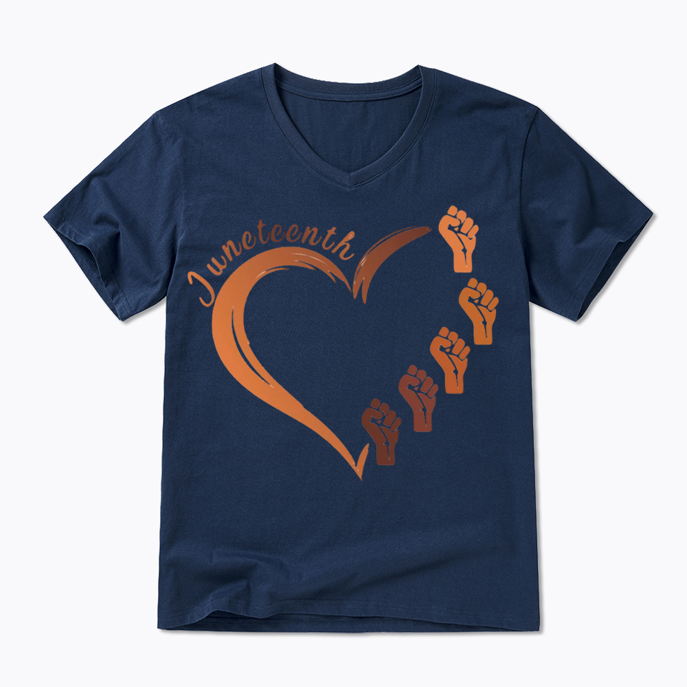 Juneteenth Heart Black Pride V-Neck Classic T-Shirt