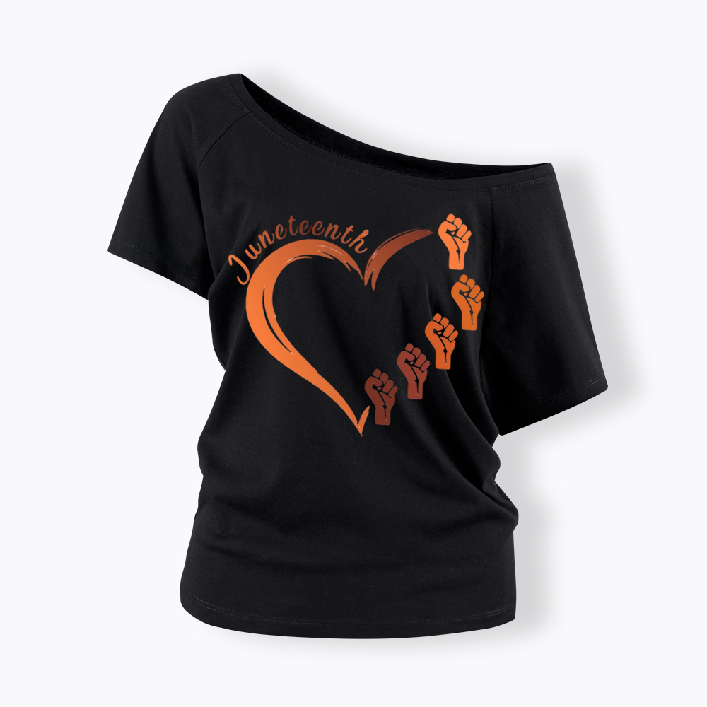 Juneteenth Heart Black Pride Off Shoulder T-shirt
