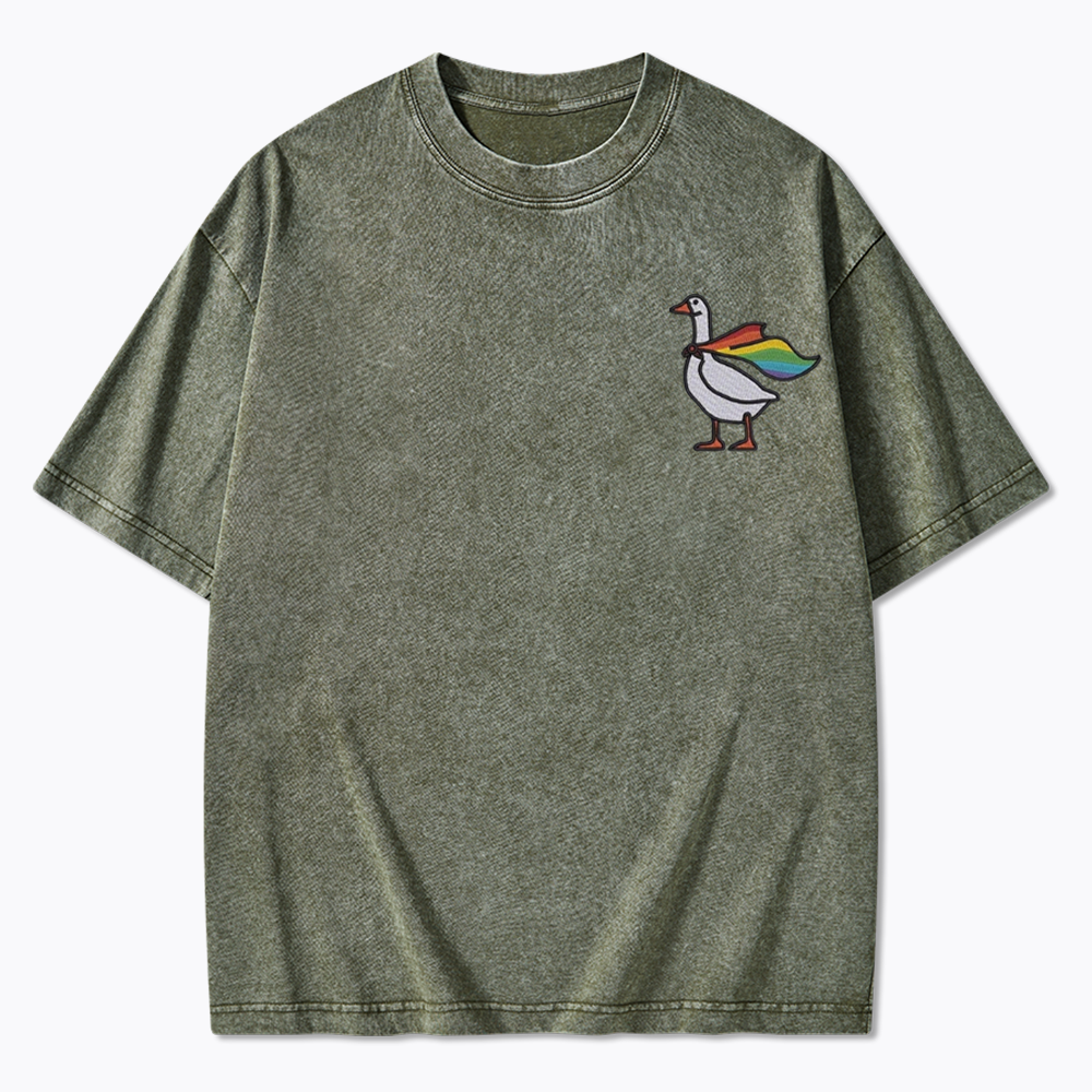 Rainbow Goose LGBTQ Washed T-Shirt