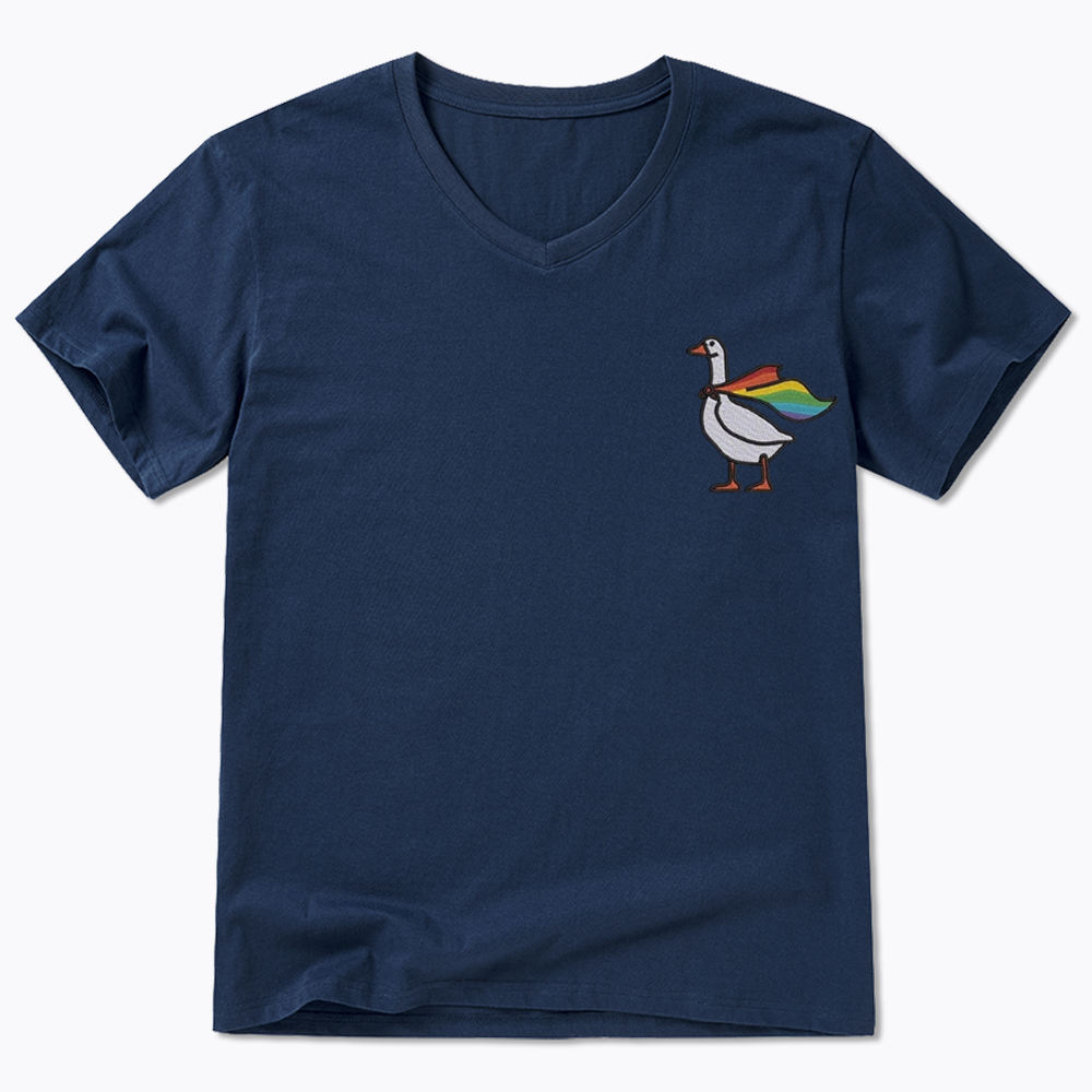 Rainbow Goose LGBTQ V-Neck Classic T-Shirt