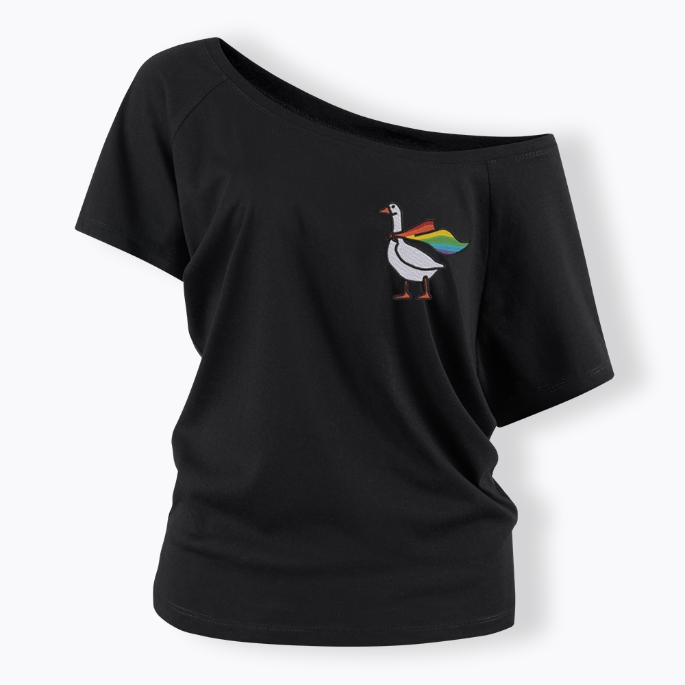 Rainbow Goose LGBTQ Off Shoulder T-shirt