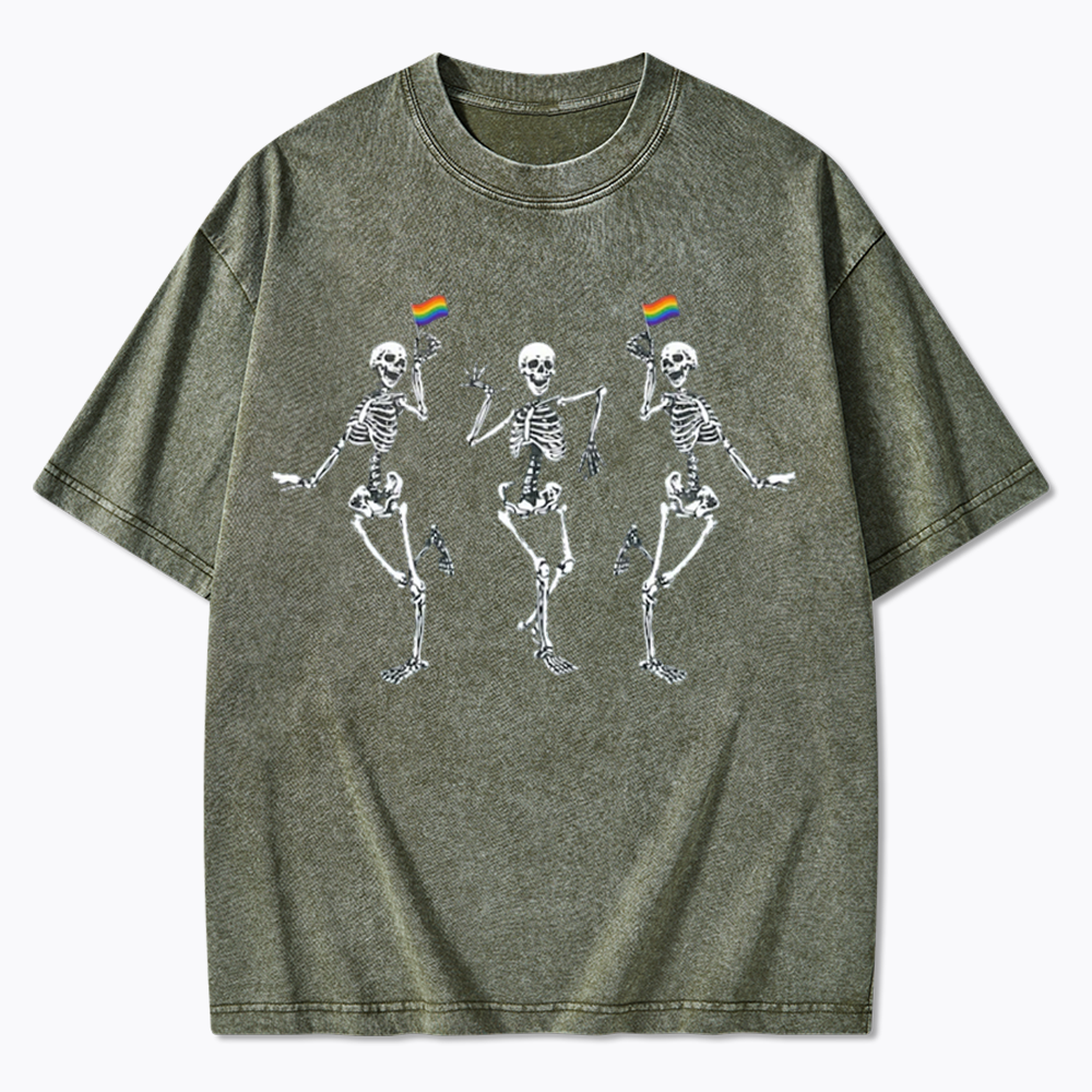 pride dancing skeleton Washed T-Shirt