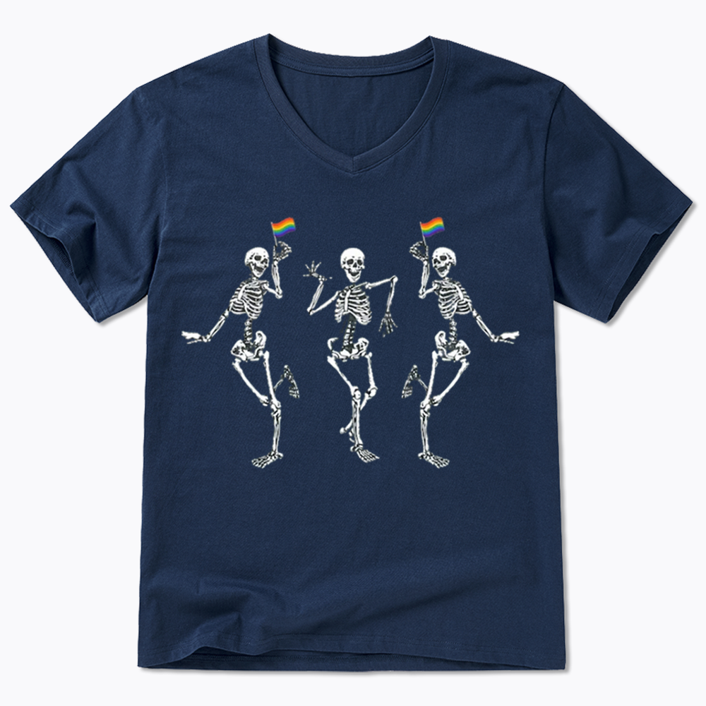 pride dancing skeleton V-Neck Classic T-Shirt