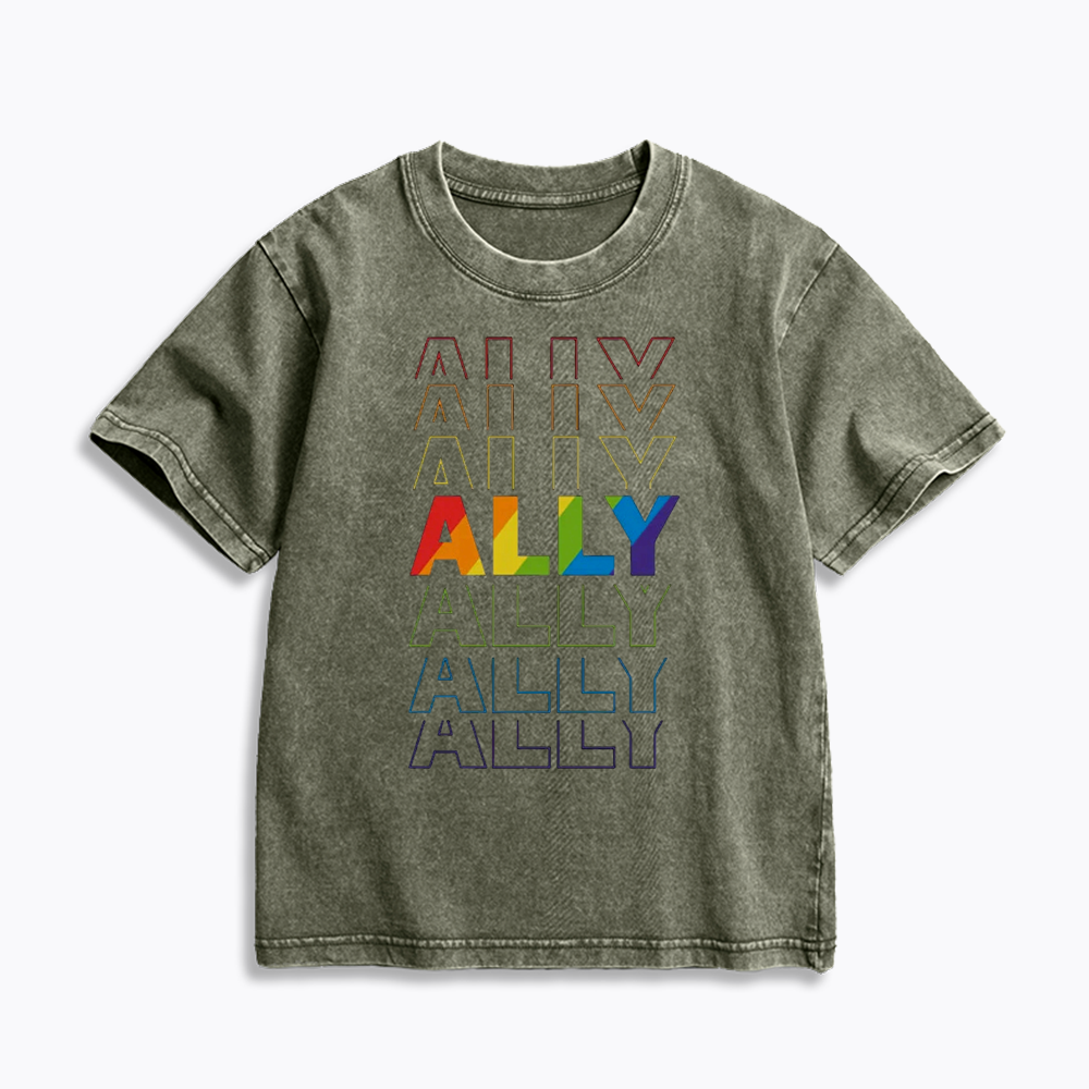 Pride Gift For Ally Kids Washed T-Shirt