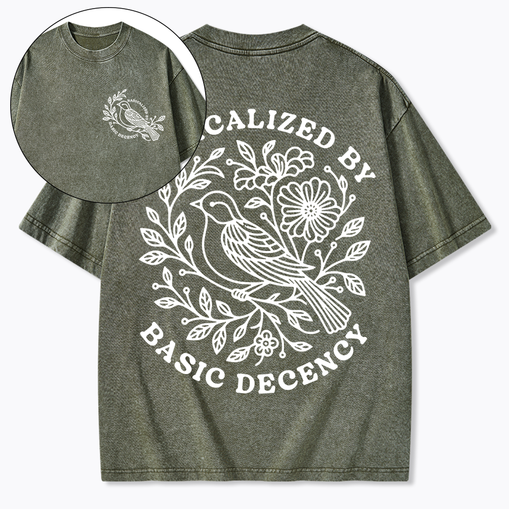Radicalized By Basic Decency Floral Washed T-Shirt
