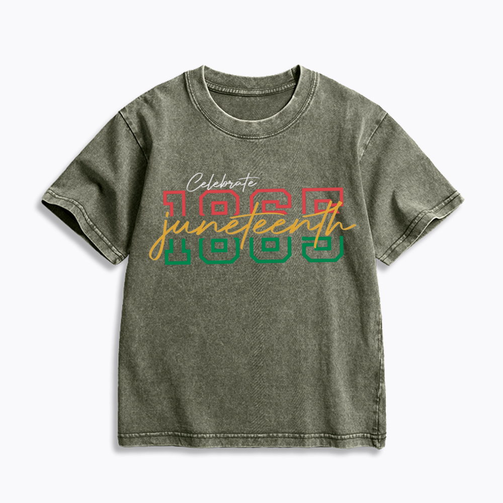 Celebrate 1865 Juneteenth Kids Washed T-Shirt