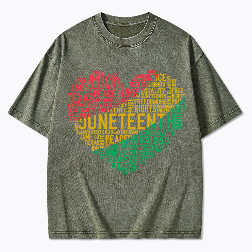 Juneteenth Heart Black History Washed T-Shirt