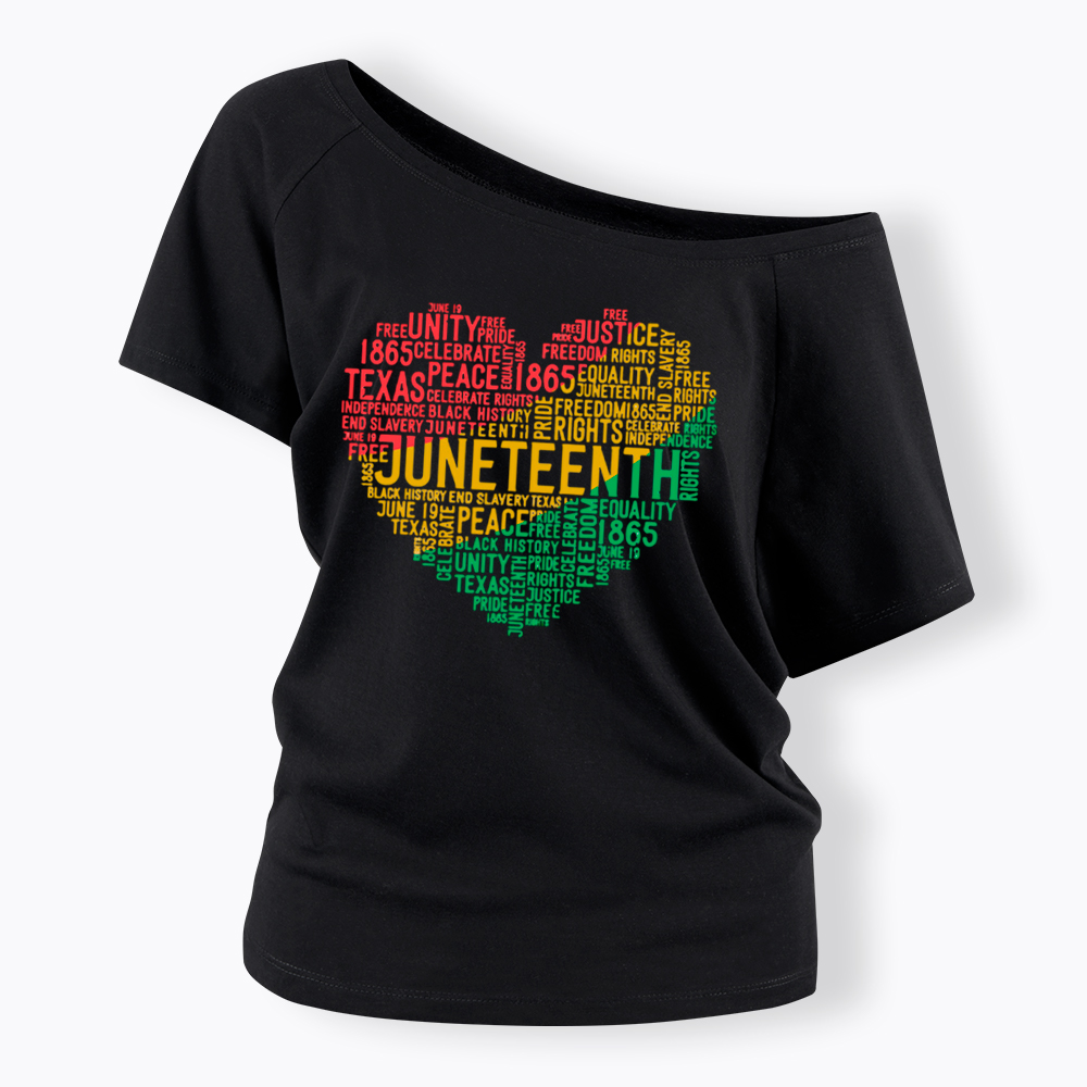 Juneteenth Heart Black History Off Shoulder T-shirt