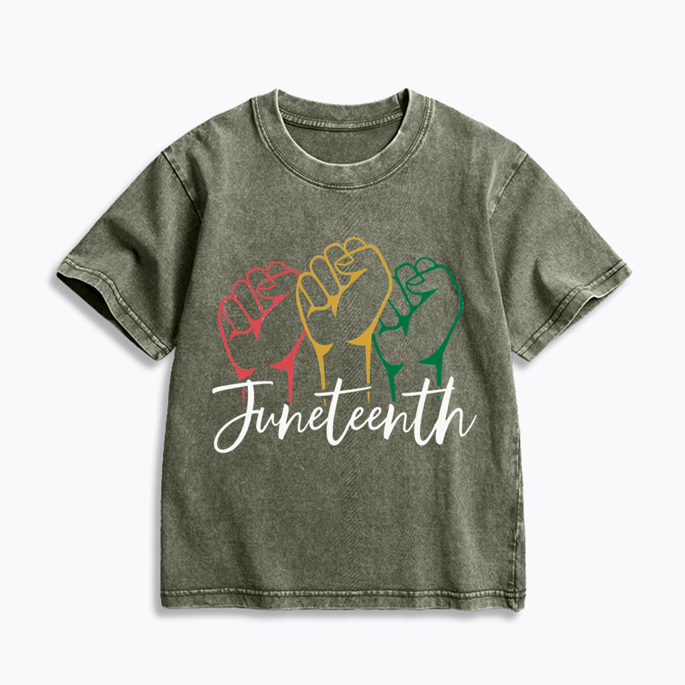 Juneteenth Black History Kids Washed T-Shirt