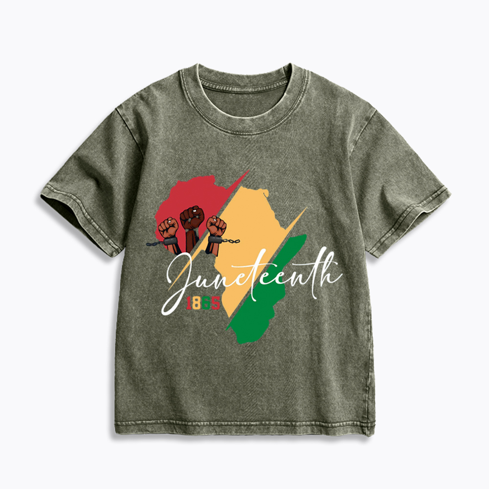 Black Culture Juneteenth Kids Washed T-Shirt