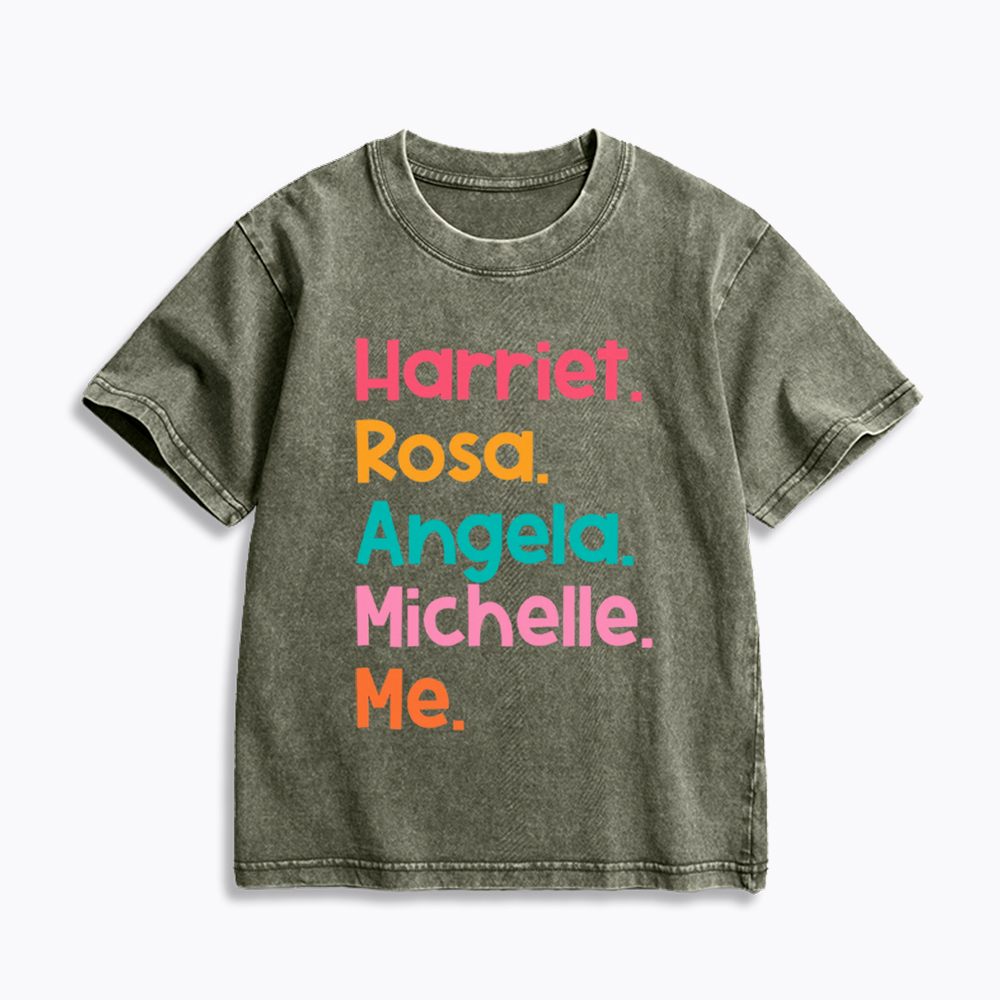 Women Leaders Harriet Rosa Angela Michelle Me Kids Washed T-Shirt