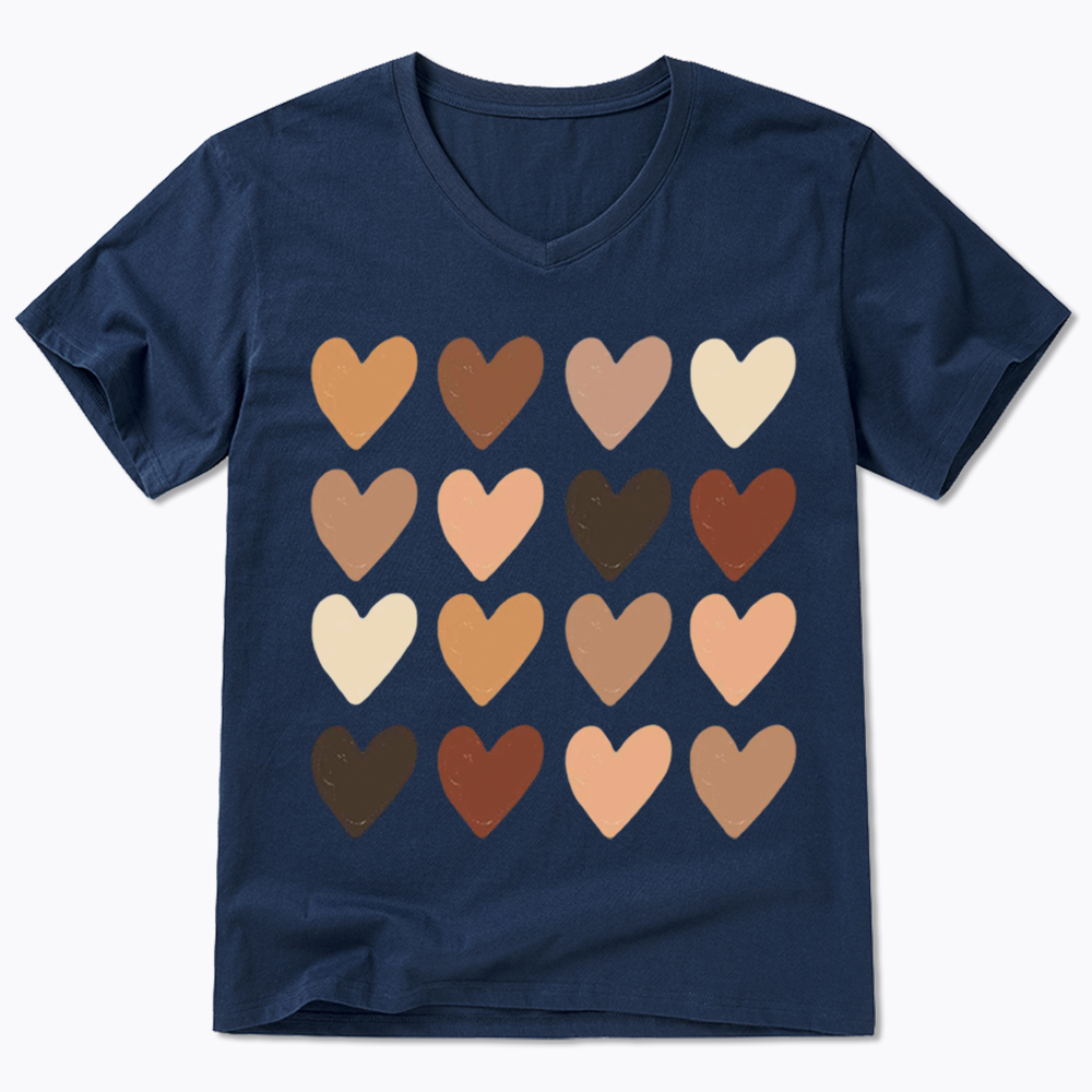 Skin Tone Hearts Racial Equality V-Neck Classic T-Shirt