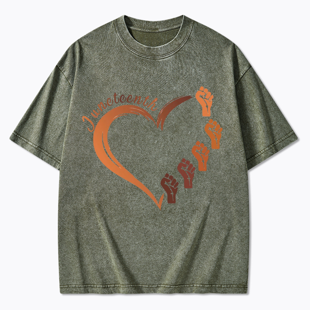 Juneteenth Heart Black Pride Washed T-Shirt