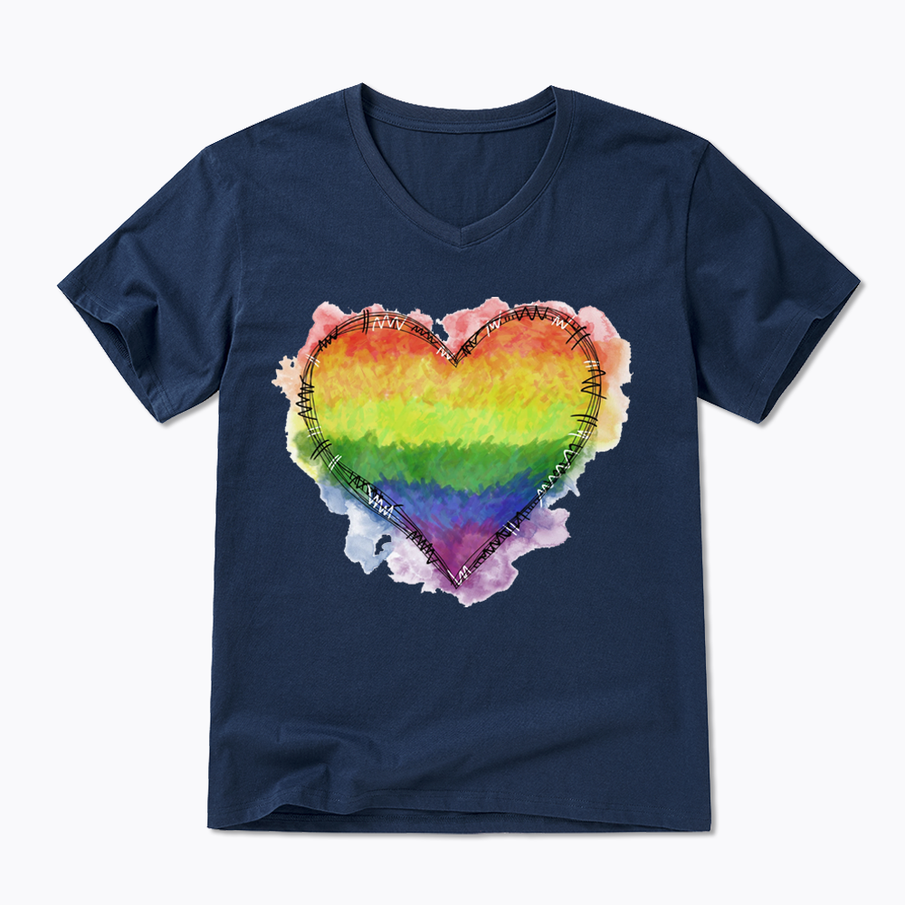 Rainbow Heart V-Neck Classic T-Shirt