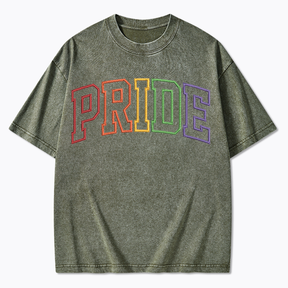 Embroidered Pride Washed T-Shirt