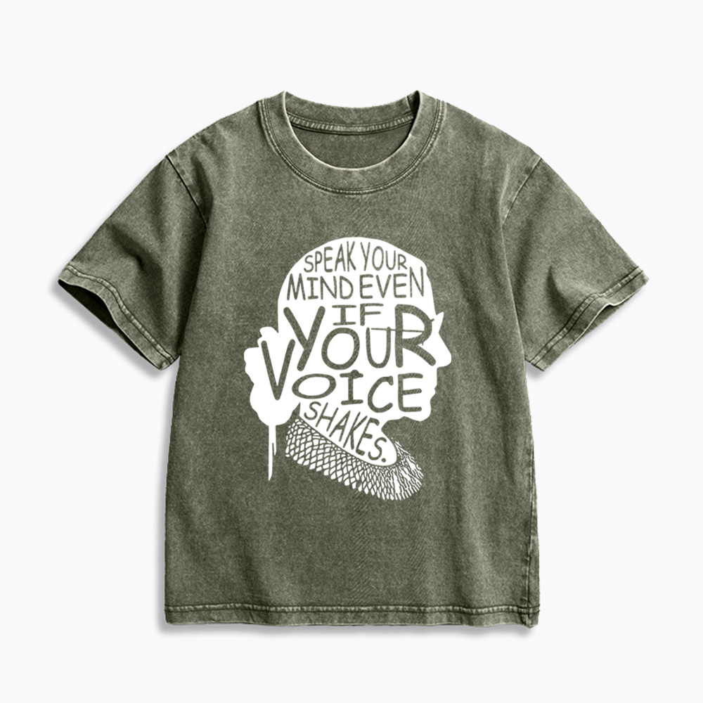 RBG Speak Your Mind Even Even If Your Voice Shakes Kids Washed T-Shirt