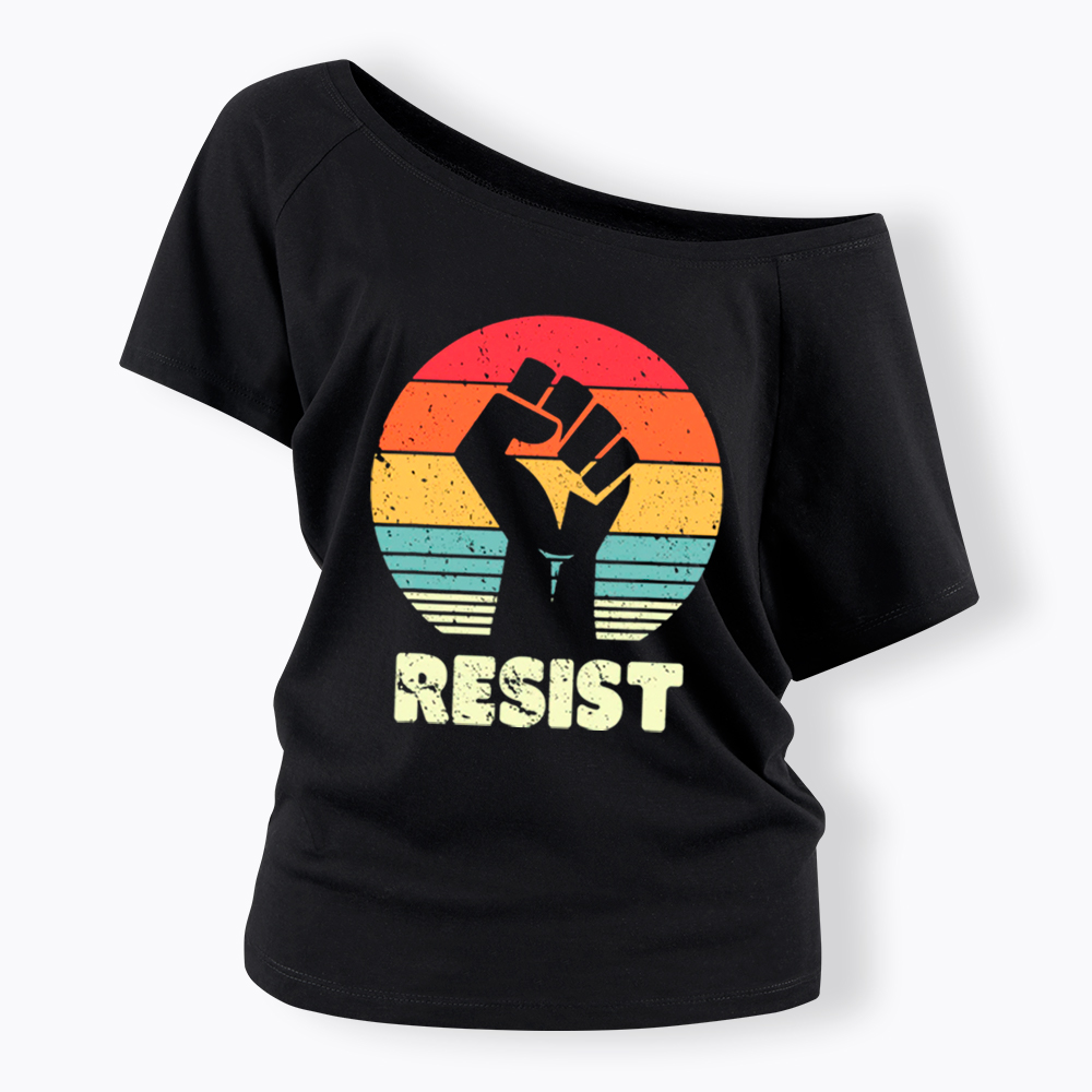 Resist Fist Off Shoulder T-shirt