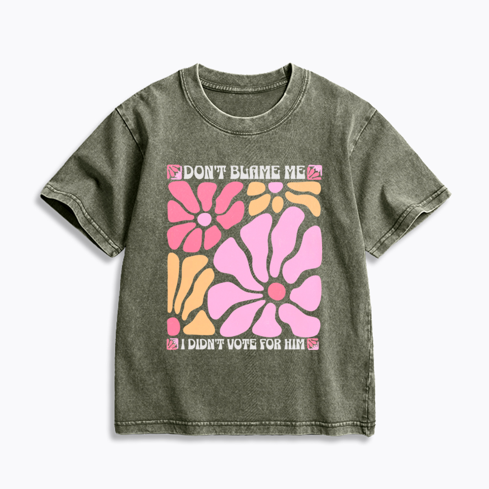 I Didn't Vote For Him Wildflowers Kids Washed T-Shirt