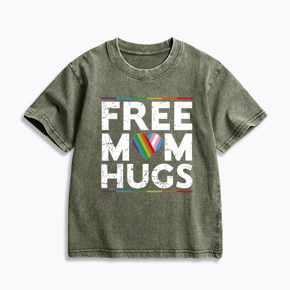 Free Mom Hugs Kids Washed T-Shirt 