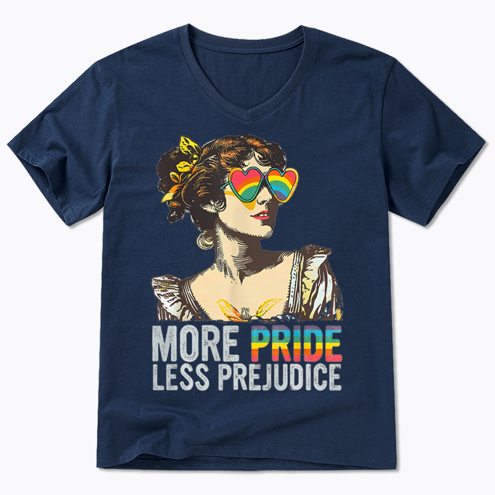 More Pride Less Prejudice V-Neck Classic T-Shirt