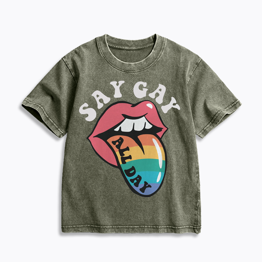 Cute Pride Kids Washed T-Shirt 