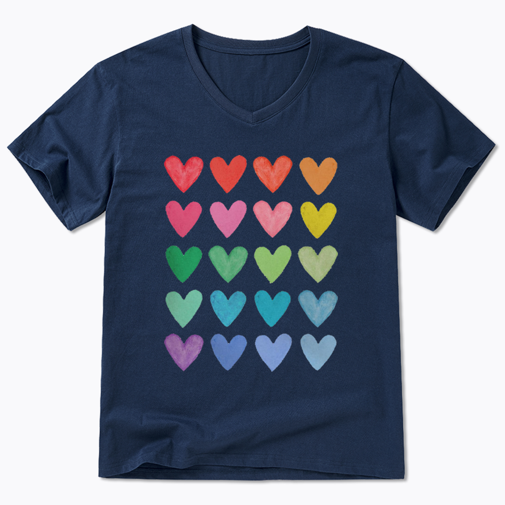 Rainbow Hearts V-Neck Classic T-Shirt