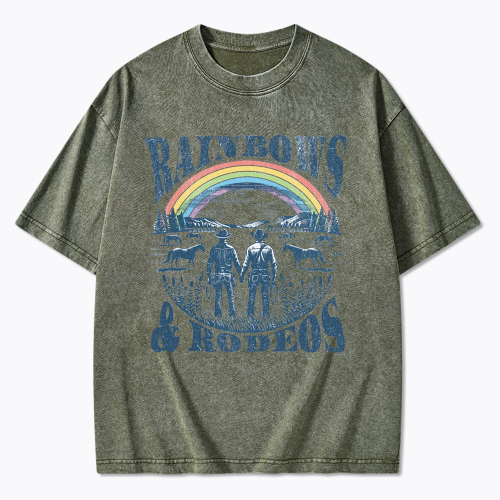 Rainbows Rodeo Washed T-Shirt