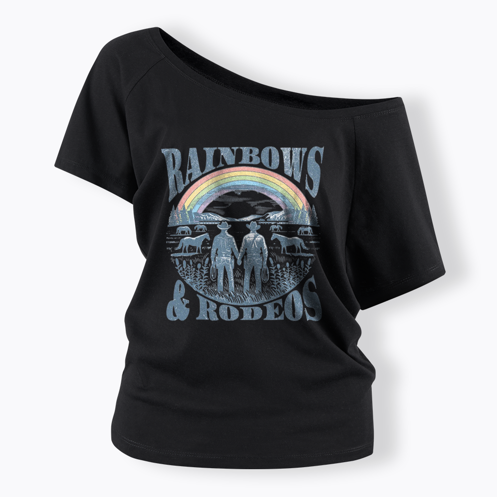 Rainbows Rodeo Off Shoulder T-shirt
