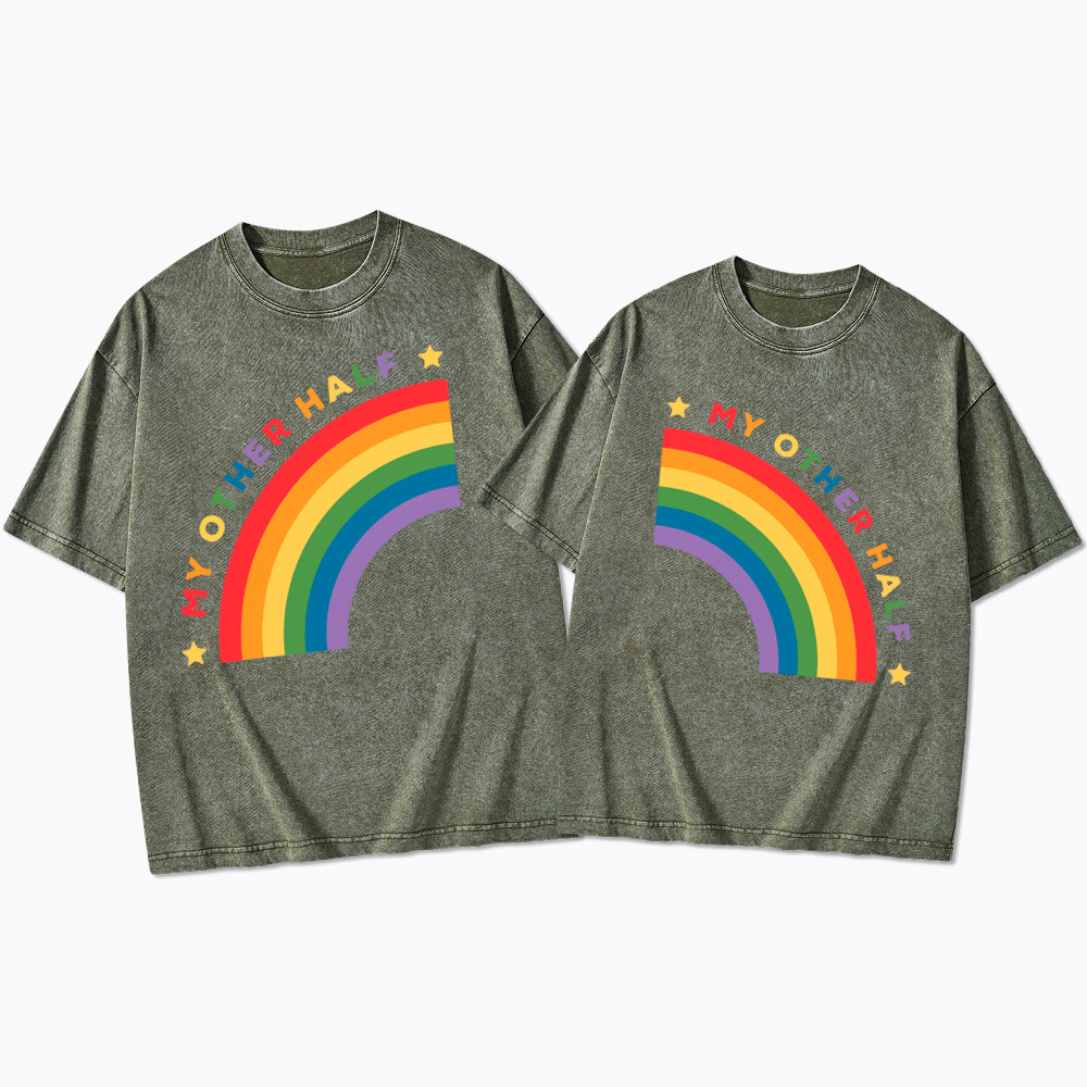 Pride Couple Matching Lesbian Washed T-Shirt