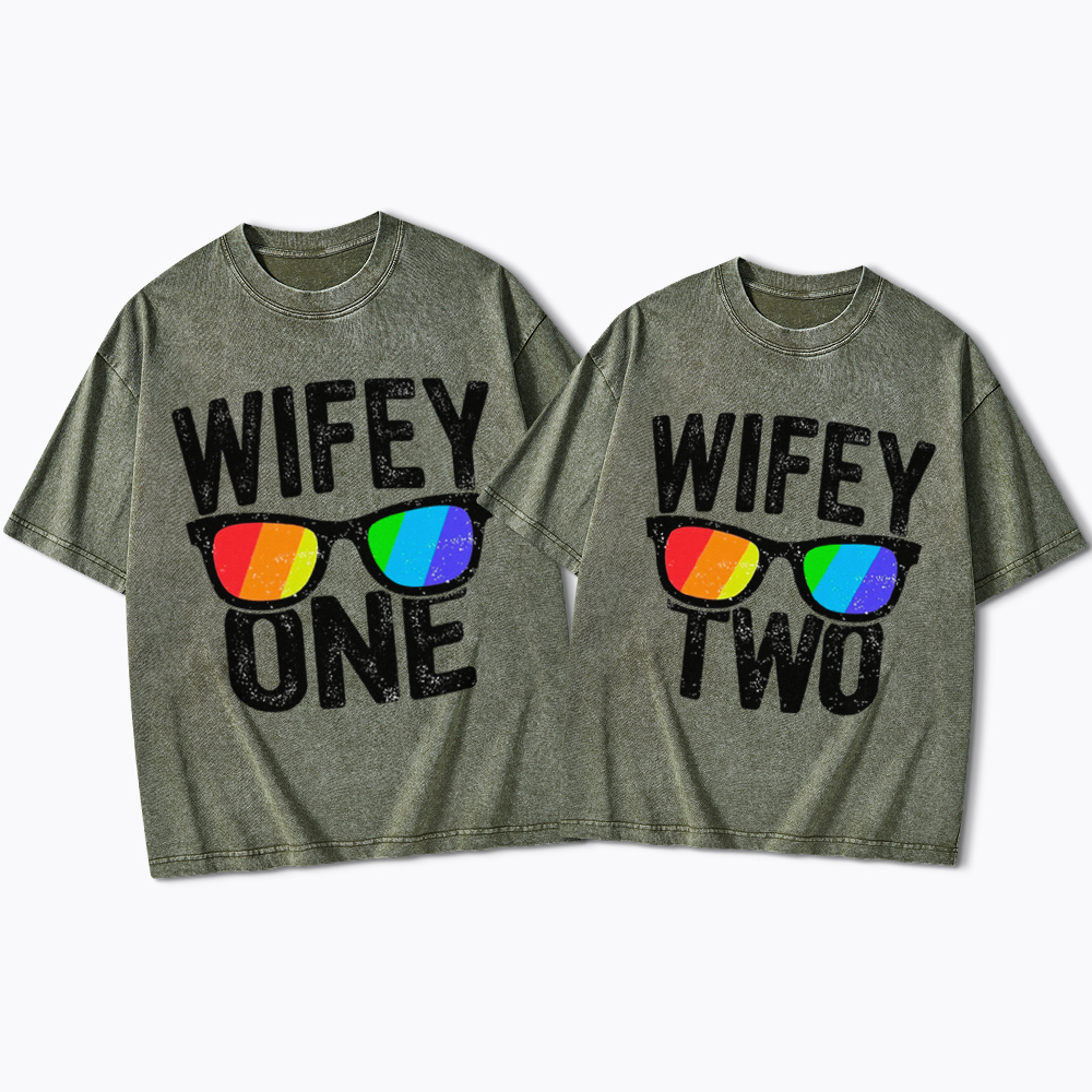 Lesbian Wife Two Wives Washed T-Shirt