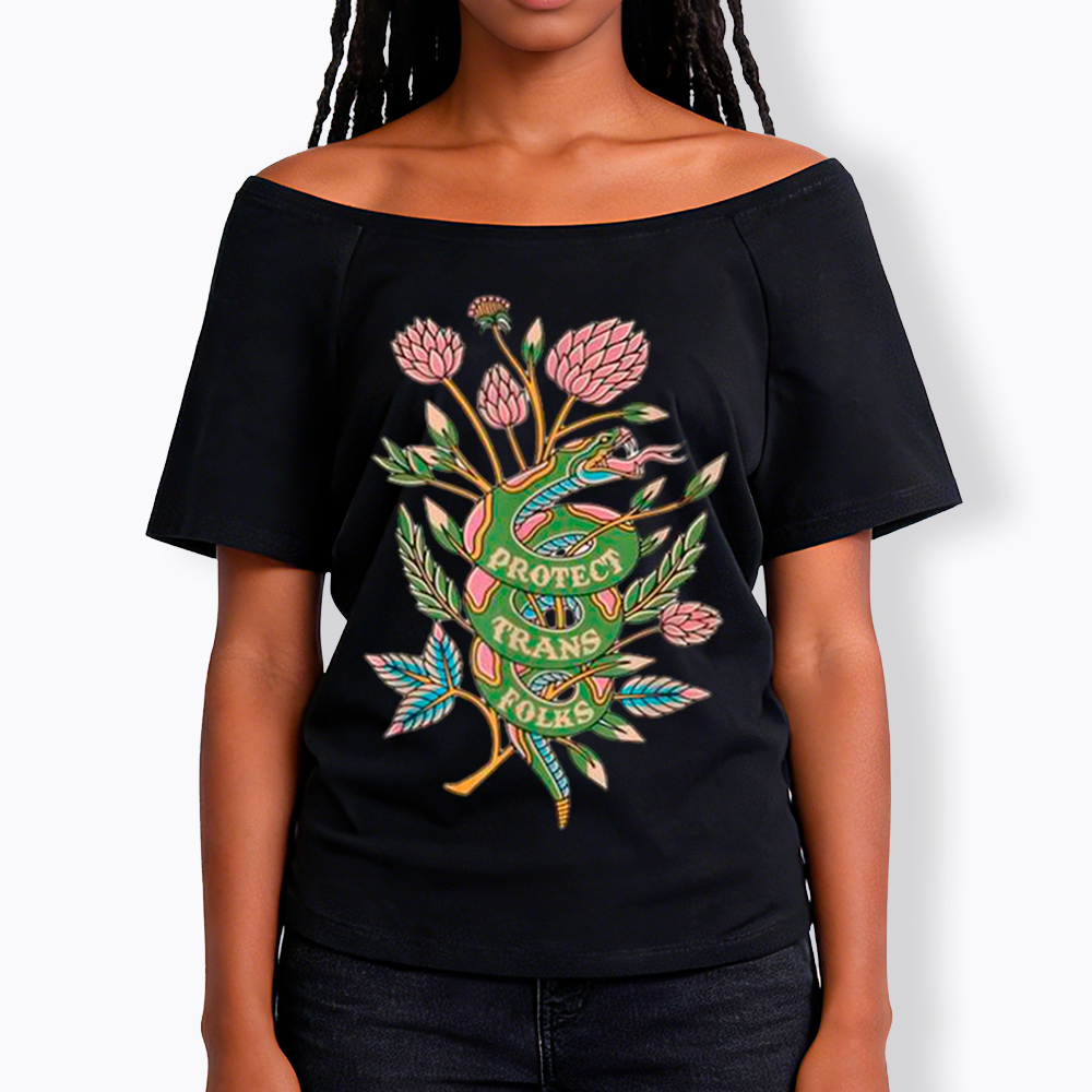 Protect Trans Folks Off Shoulder T-shirt