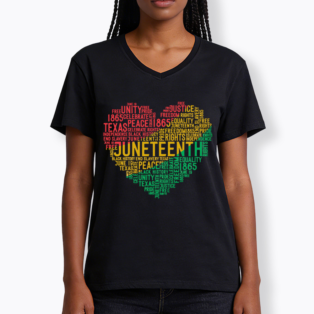 Juneteenth Heart Black History V-Neck Classic T-Shirt